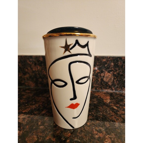 Starbucks Other - 2015 Starbucks Ceramic Tumbler Coffee Mug with Lid Siren Logo 10 fl oz - FLAW
